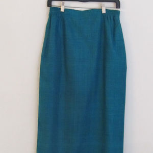 Bonnie Durant teal raw silk skirt